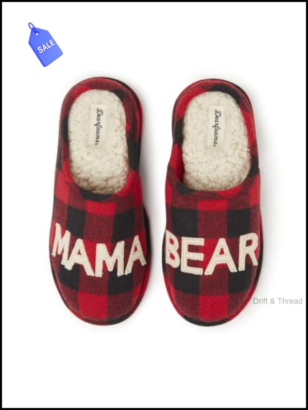 Dearfoams Mama Bear Clog Slippers Memory Foam Faux Shearling Slip-On